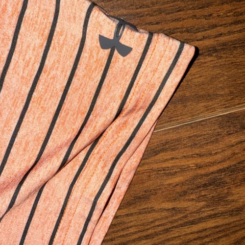 Under Armour Golf Polo Shirt Men’s XXL Loose Fit Heat Gear Peach Coral Striped - Picture 4 of 6