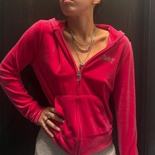 Juicy Couture Vintage Y2K pink velour zip