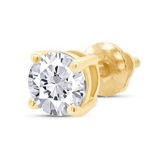 1.00Ct Lab Grown Diamond Men's Solitaire Screw Back Single Stud Earring 14K Gold