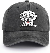 Dog Hats for Men Women, Funny Adjustable Printed One Size, Bichon Frise