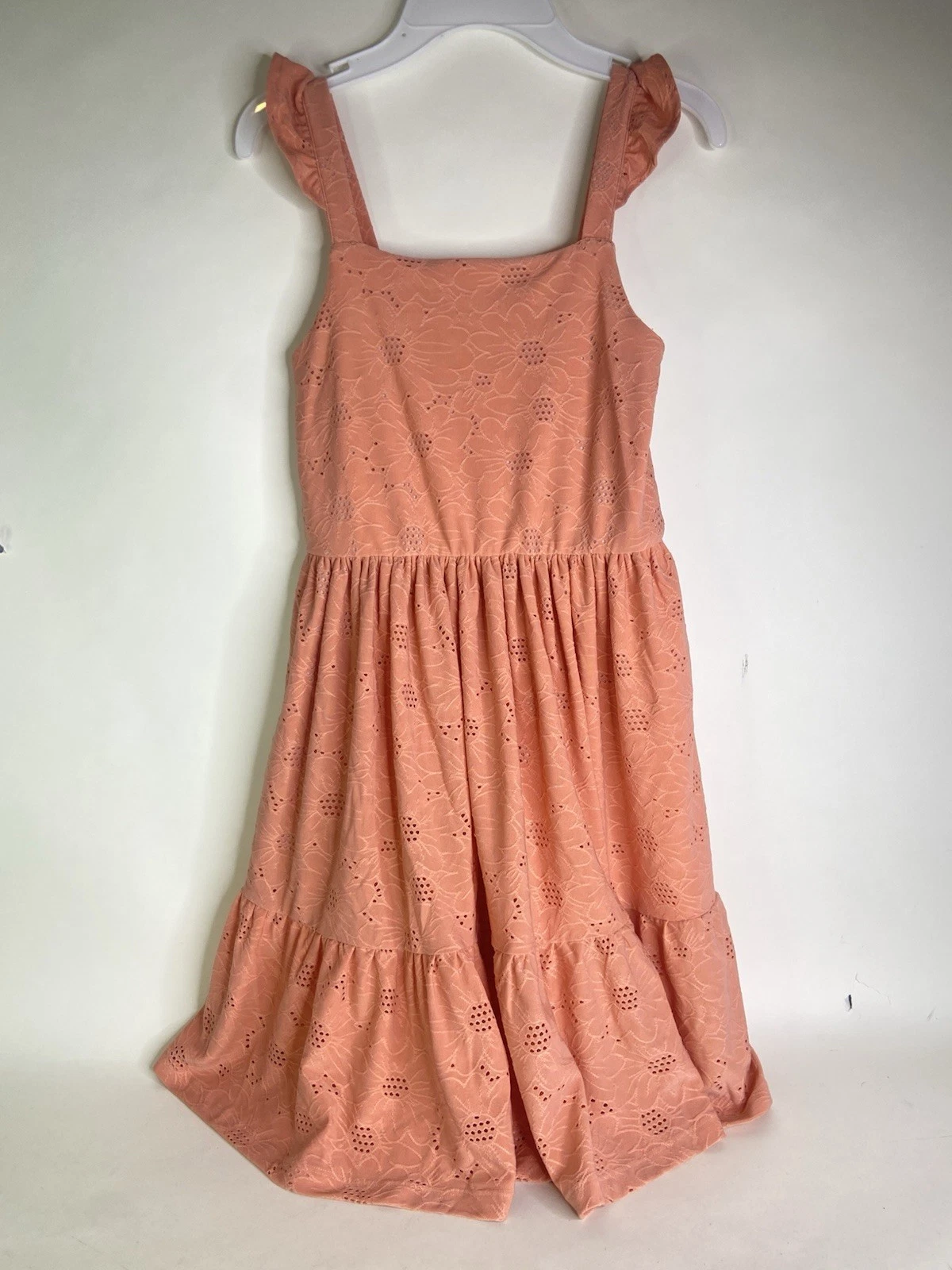Tahari Girl Sleeveless Fit and Flare Dress Eyelet Flowy Girls Size 10
