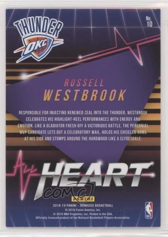 2018-19 Panini Donruss All Heart Press Proof Russell Westbrook #10 - Image 2 of 2