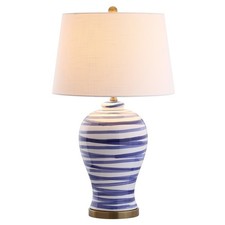 Jonathan Y 29 Blue/White Ceramic Table Lamp For Living Room Bedroom Office