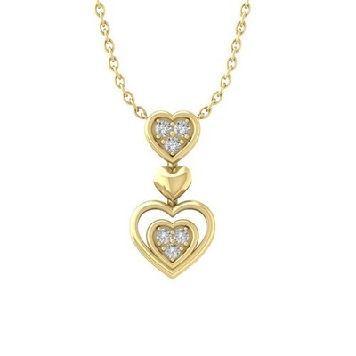0.075Ct Lab Grown Diamond 14K Yellow Gold Heart Pendant 18'' Silver Cable Chain