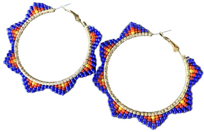 Zuni * Beautiful * Native American * Turquoise Beaded Hoop Earrings