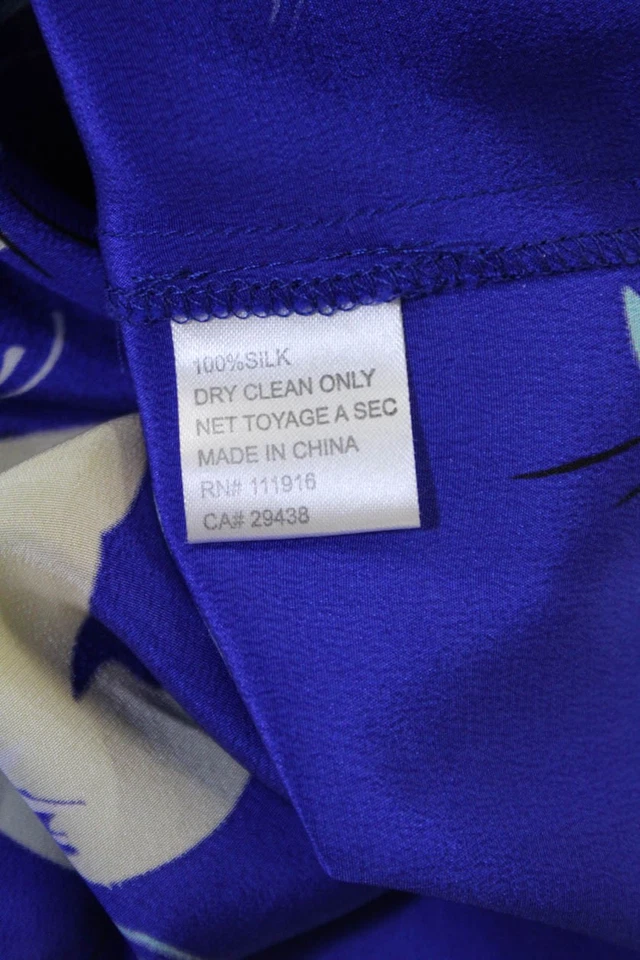 Yumi Kim Womens Silk Long Sleeve V Neck Floral Blouse Blue Size XS - Image 4 of 4