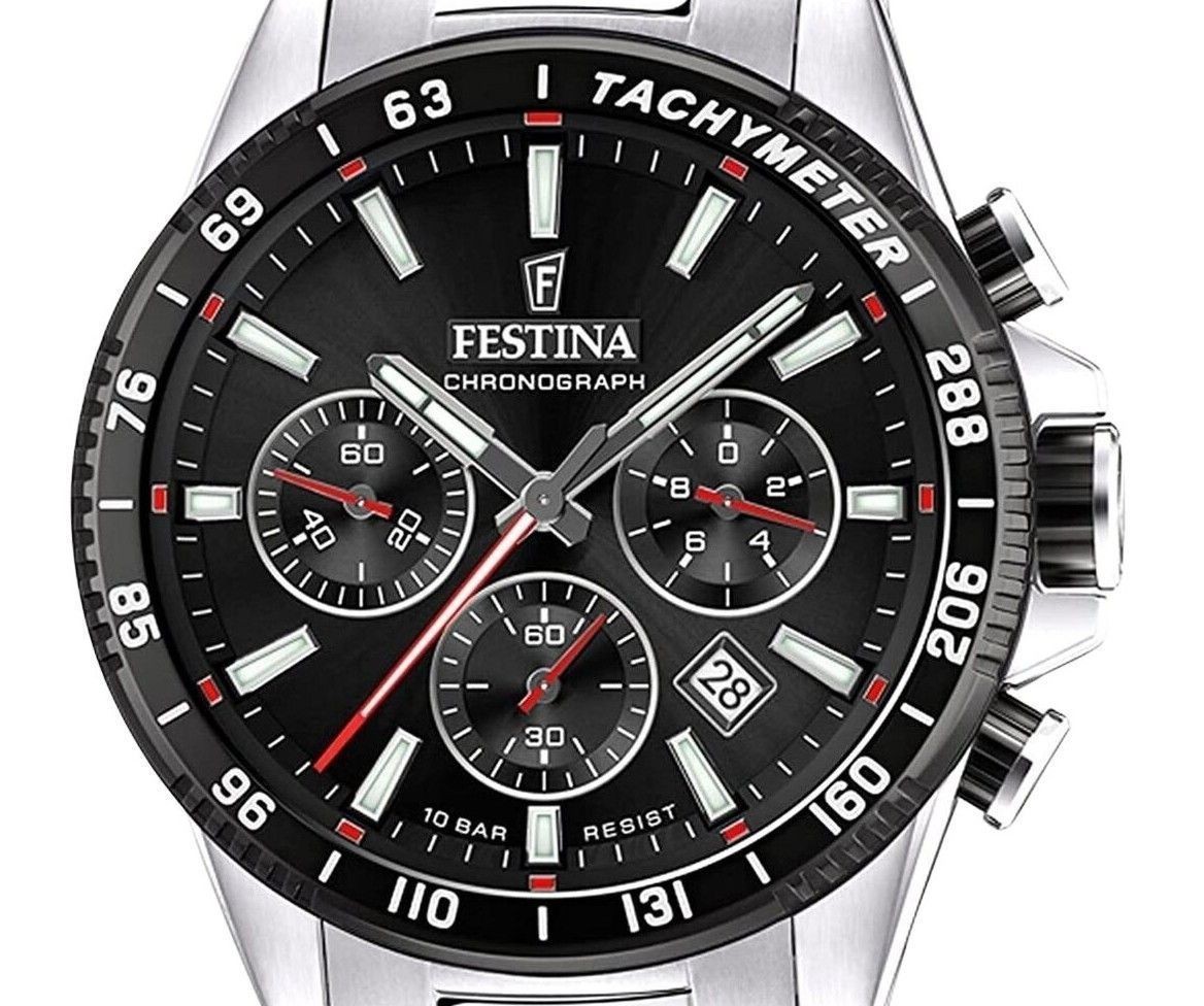 Festina Timeless Chronograph Black Dial Quartz 100M Men's Watch F20560-6