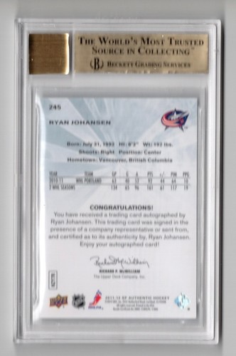 2011-12 SP Authentic Future Watch Rookie Autograph Ryan Johansen /999 BGS 9.5 - Picture 2 of 2