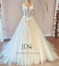 Luxurious thin strappy wedding dress wedding dress 32-60 plus size beads N.Measurement