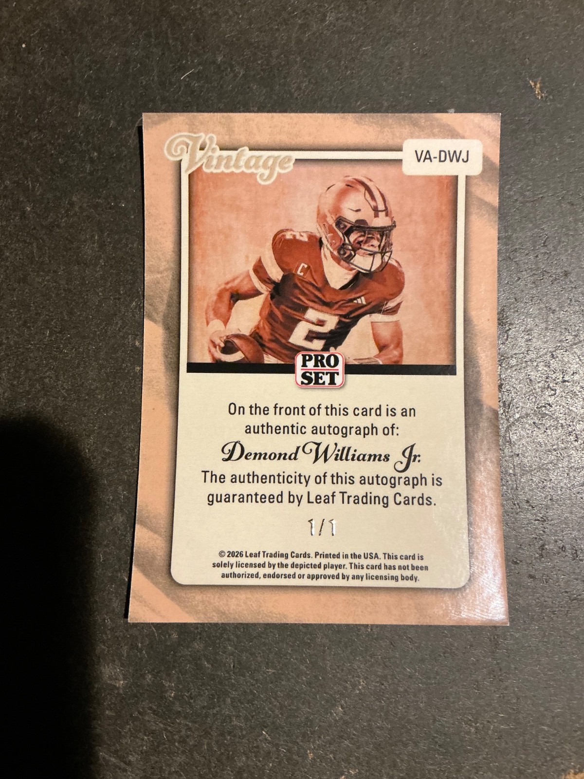 2026 Leaf Pro Set Football Demond Williams Jr Vintage Auto #1/1 Washington view 4