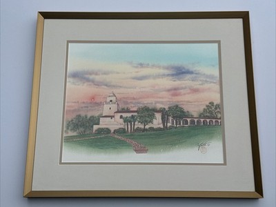CALIFORNIA MISSION PAINTING LANDSCAPE LISTED FAMOUS ORIGINAL JOHN YATO VINTAGE
