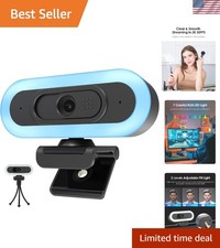 2K 50FPS Webcam with RGB Lights  Noise-Canceling Mic for Streaming Calls