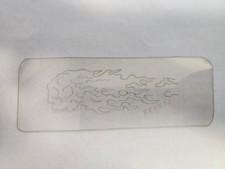 1980's Vintage Tattoo Flash Acetate 2x5 Flaming Skull Signed Fire Flames