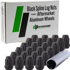 Black M14x1.50 Lug Nuts For Aftermarket Wheels - Closed End Spline - Set of 24