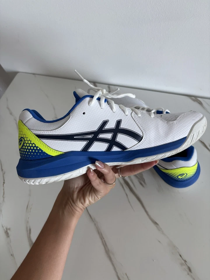ASICS Men's Gel-Dedicate 8 Pickleball/Tennis Shoes White/blue,yellow, Size 10.5 - Image 2 of 4