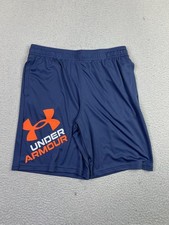 Under Armour Shorts Boys XL Blue Big Logo Swim Trunks Mesh Lined Athletic