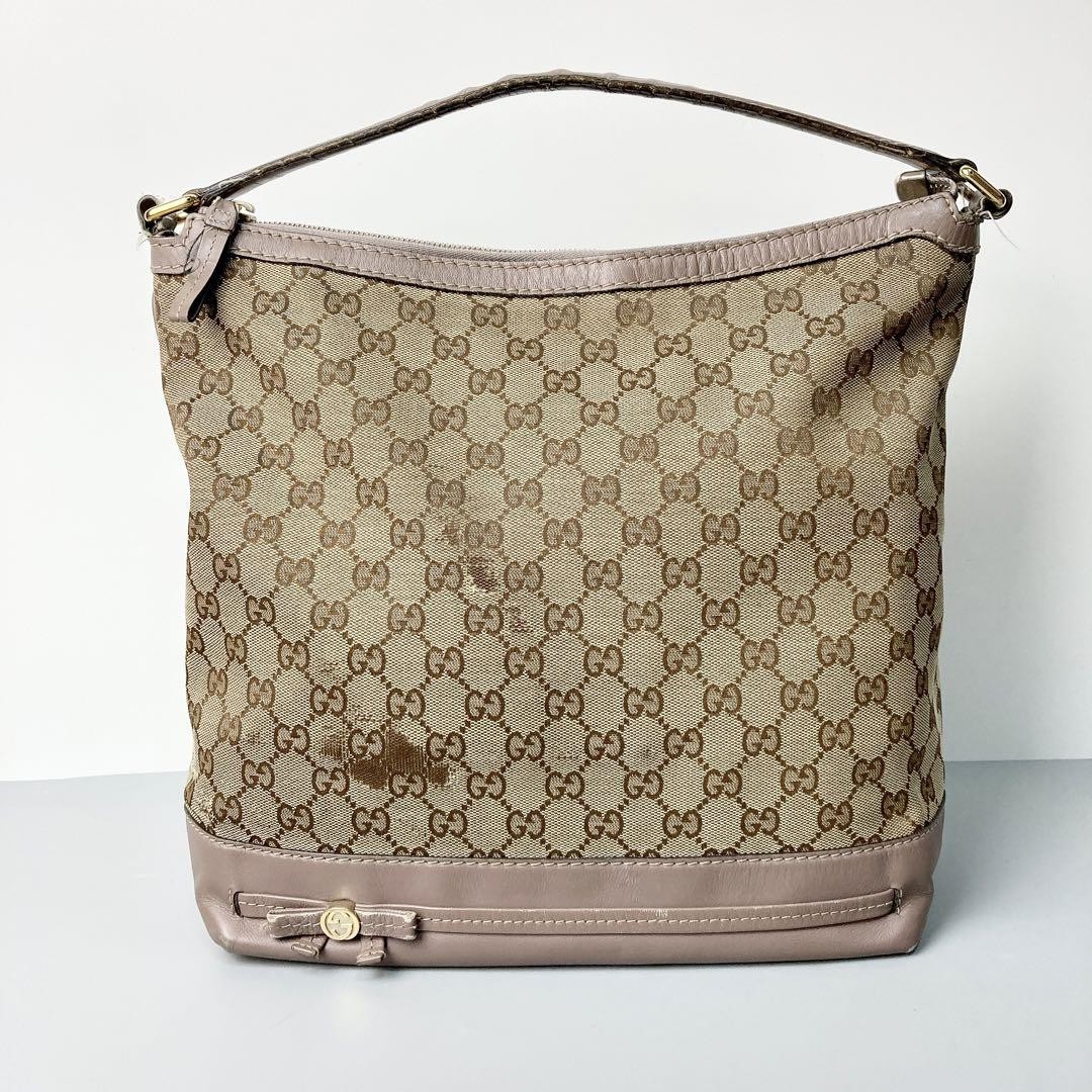 GUCCI Handbag GG Canvas Leather Pink Women's All-over