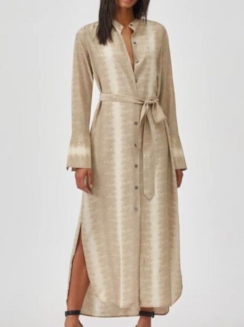 Camisero de seda Equipment Femme Connell midi tostado neutro XL Timberwolf original $550