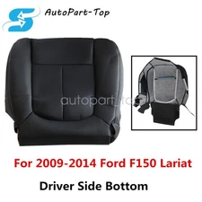 Fits For 2009-2014 Ford F150 Driver Bottom PERFORATED Leather Seat Cover Black