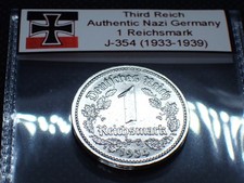 Beautiful Third Reich *1934-G* 1 Reichsmark Coin Nazi Germany Rare Nickel J.354