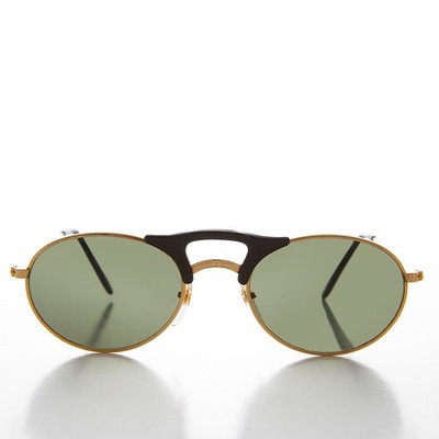 Black Small Oval Combination Frame Vintage Sunglasses - Orpheus