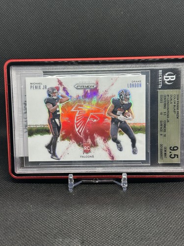 Drake London / Michael Penix Jr. #1 2024 Panini Prizm Color Blast Dual card