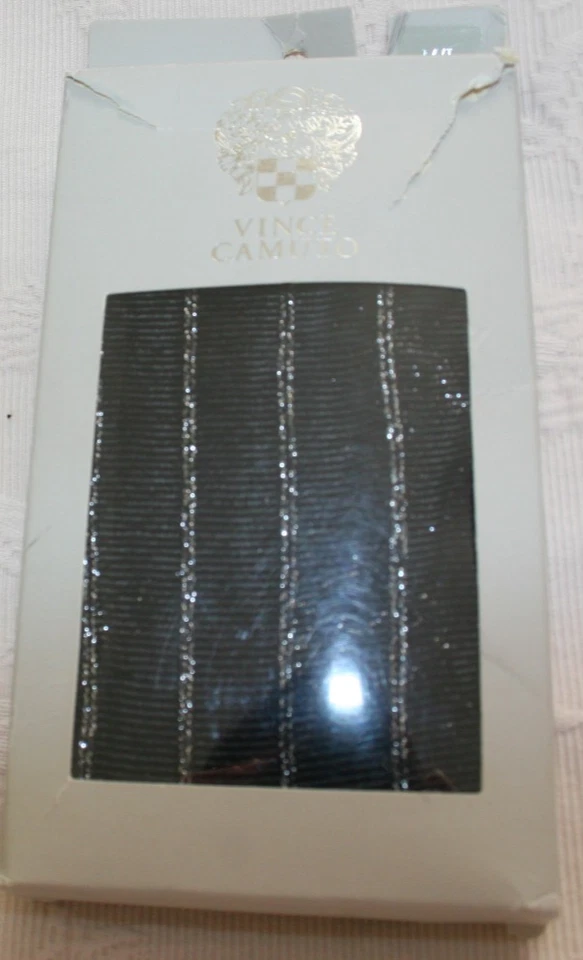 Pantimedias ajustadas VINCE CAMUTO negras plateadas metálicas a rayas talla mediana/grande. NUEVAS EN CAJA Foto 2 de 2