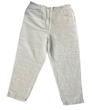 Vtg Talbots Irish Linen Blend Crop Pants Sz 16 Beige High Rise Office 34X26