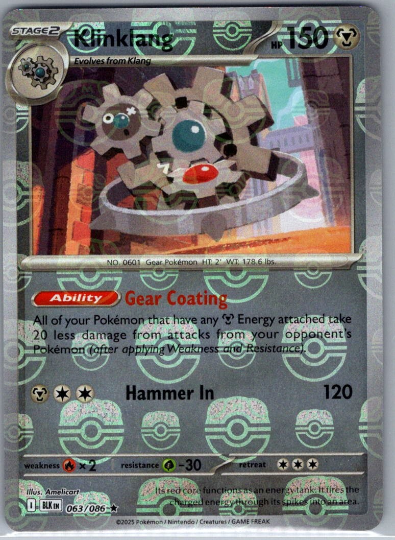 Klinklang (Master Ball) 063/086 SV: Black Bolt - Pokemon Card - NM