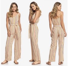 Roxy Pink And Brown Striped Jumpsuit  Small  Coastal Causal Beach Summer