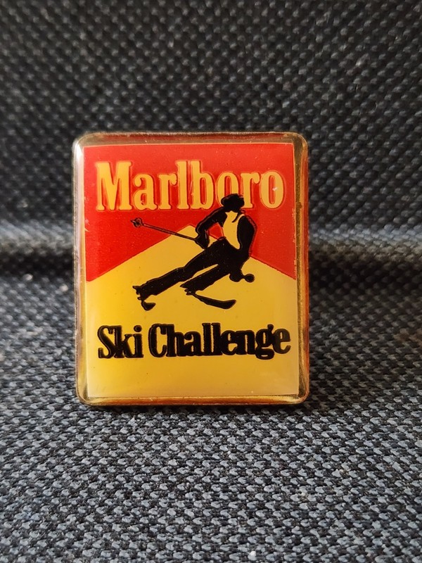 Marlboro Ski Challenge Cigarette Advertising Event Vintage Souvenir Lapel Pin