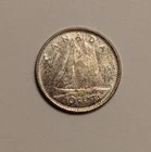 Canada 1964 10 cents silver dime, ship Elizabeth II Bluenose two masted schooner