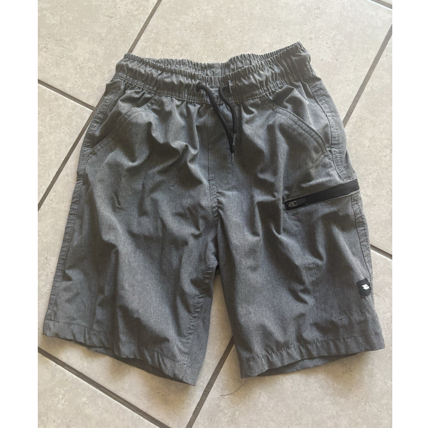 Tony Hawk Boys Athletic Shorts Gray M (10/12) Elastic Waist Drawstring Pockets