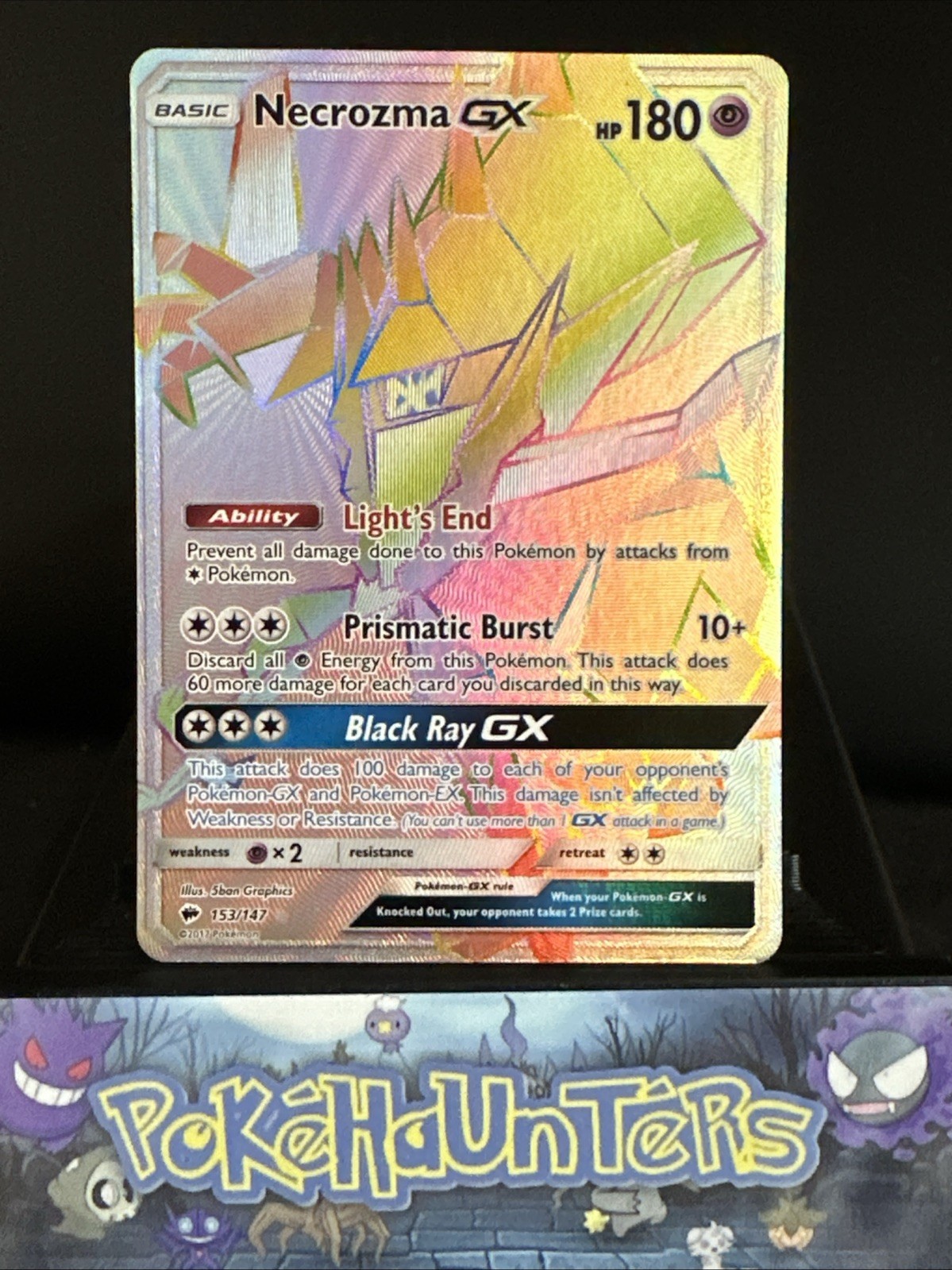 Pokemon Card Necrozma GX 153/147 Burning Shadows Secret Rainbow Rare NM