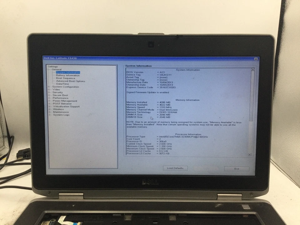 DELL LATITUDE E6430 - BOOTS TO BIOS - INTEL I5 3230M - 4GB RAM - READ DESCRIP-BB - Image 2 of 4