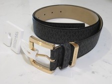 Michael Kors MK Logo Womens Belt Black w/ Gold Buckle Medium NEW WITH TAG