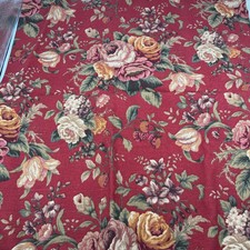 1 Yard Raymond Waites Emmeline Conservatory Fabric Red Floral Rose Cottage Core