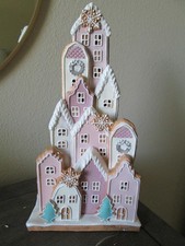 Cupcakes  Cashmere Shades of Pink LED Flat Gingerbread House/NIB