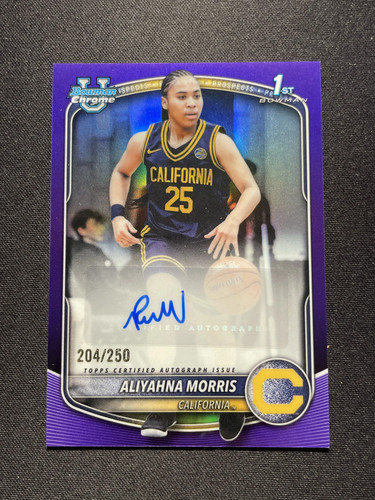 2025-26 Topps Bowman Chrome U Auto Aliyahna Morris 1st #CPA-AO Purple /250 XV44