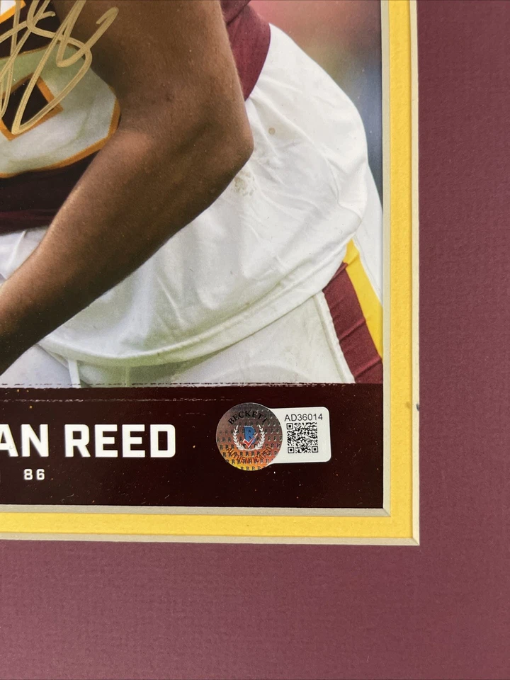 Foto firmada por Jordan Reed 2019 de los Washington Redskins 8x10 en tapete Beckett auténtica Foto 4 de 4