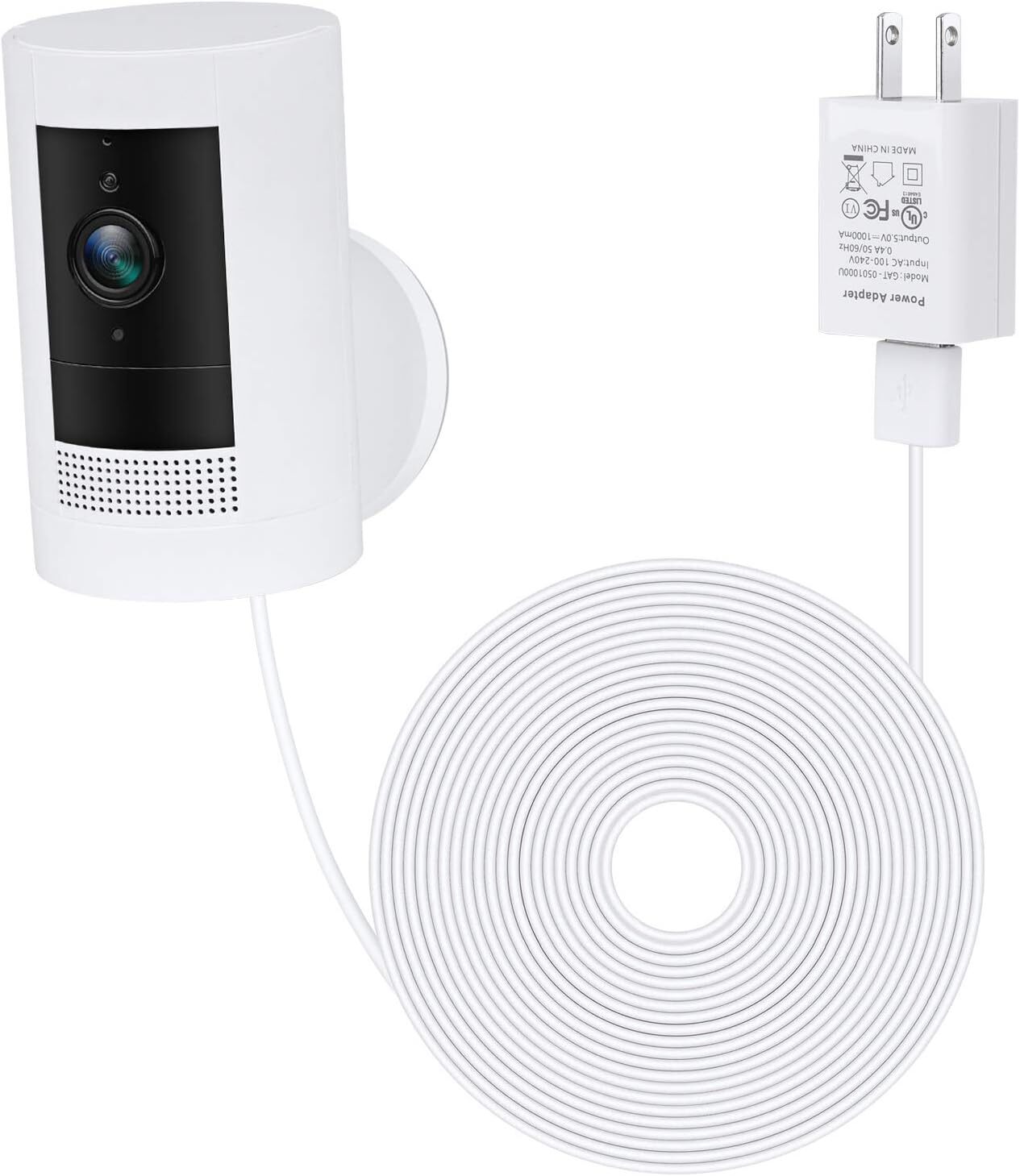 ALERTCAM Power Adapter for Ring Stick Up Cam Battery 3rd Gen in White