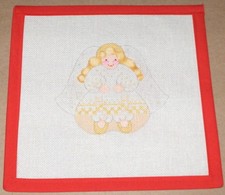 Smiling Golden Angel Handpainted Christmas Ornament Needlepoint Canvas
