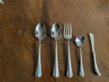 KIRK STIEFF FAIRFIELD PEWTER METAL FLATWARE 5 PIECE SERVING SET