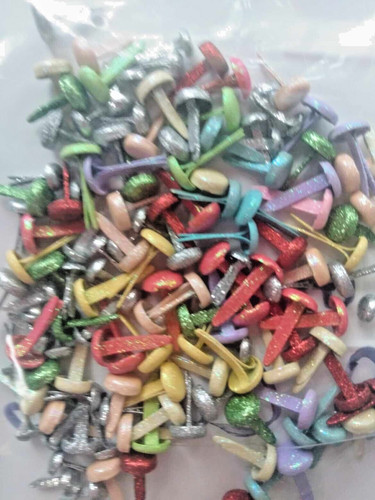Lot Of 138 Glitter Paper Brads Mixed 8 Colors Medium & Mini Sizes 4 Scrapbooking