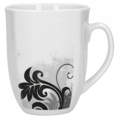 2er Set Kaffeebecher Black Flower 33cl weiß Dekor Van Well Porzellan Tassen NEU