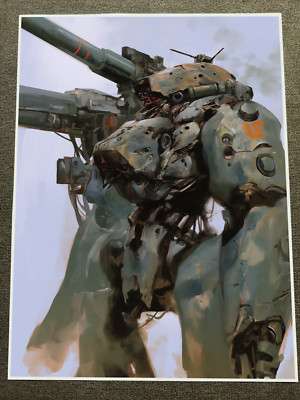 Advanced Mecha with Dual Cannons - Sci-Fi Industrial Art Print 18x24in