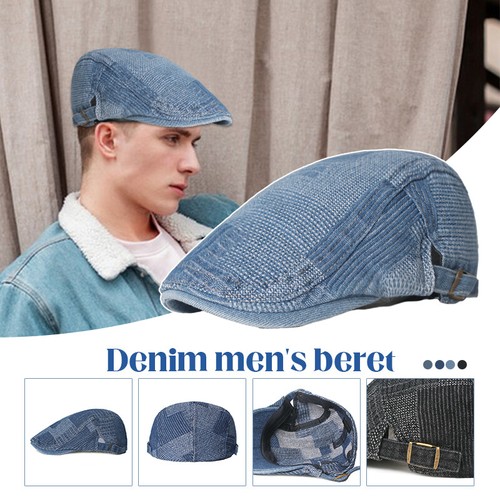 Classic Denim Cap Newsboy Hat Simple Adjustable Beret Hat Men Women Fashion