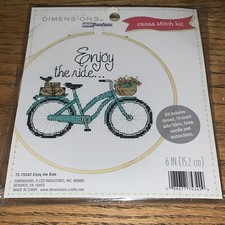 Dimensions "Enjoy the Ride" Cross Stitch Kit Bicycle Flowers 72-75342 New 