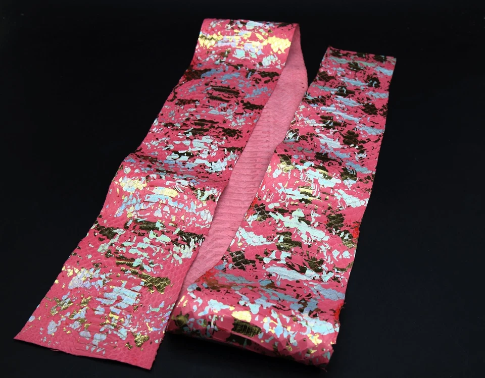 Metallic Elaphe Snake Skin Leather Snakeskin Mermaid Tears Fashionista Pink - Image 2 of 3