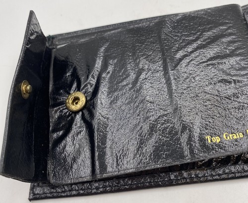 "Cartera plegable de cuero inglés de colección sin usar de cuero negro de grano superior, 4,5 x 3,5"" suave" - Imagen 6 de 11